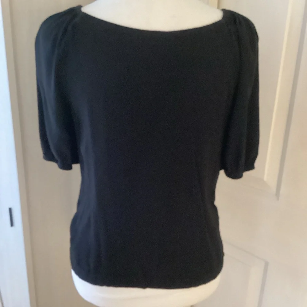 LOFT Black Puff Short Sleeve Blouse Sz XS - Picture 4 of 11